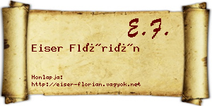 Eiser Flórián névjegykártya